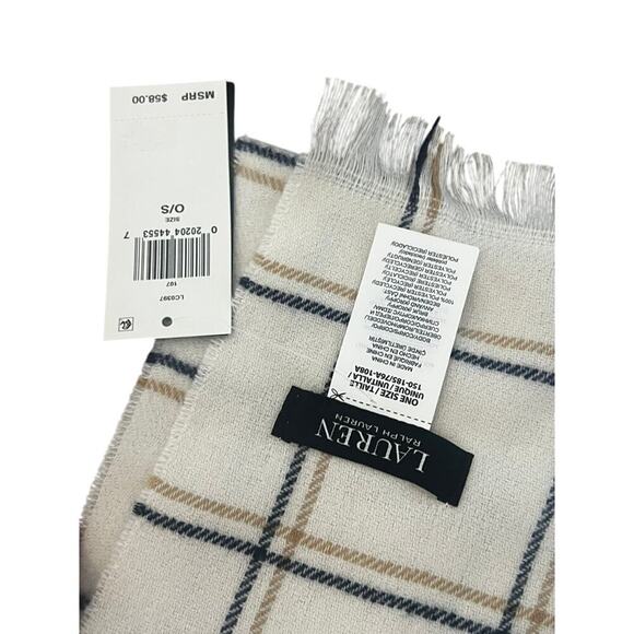 NWT Classic Ralph Lauren 70x 29 shawl scarf white and black striped soft cozy - Picture 2 of 7